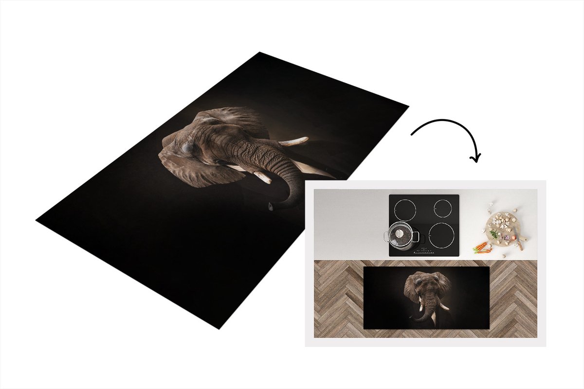 KitchenYeah Keukenloper - Loper keuken - Olifant - Kunst - Oude meesters - 120x60 cm - Keukenloper vinyl Multicolor