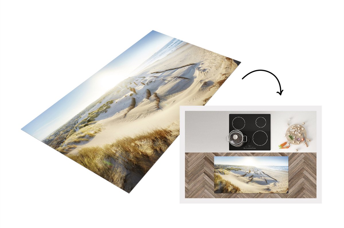 KitchenYeah Keukenloper - Loper keuken - Zandduinen in Peniche Portugal - 120x60 cm - Keukenloper vinyl Multicolor