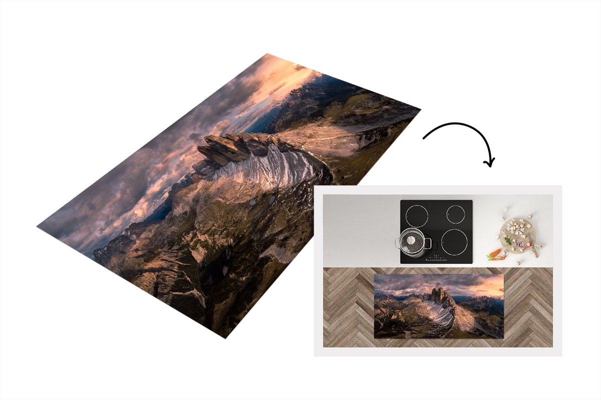 KitchenYeah Keukenloper - Loper keuken - Alpen - Zonsondergang - Sneeuw - Berg - 120x60 cm - Keukenloper vinyl Multicolor