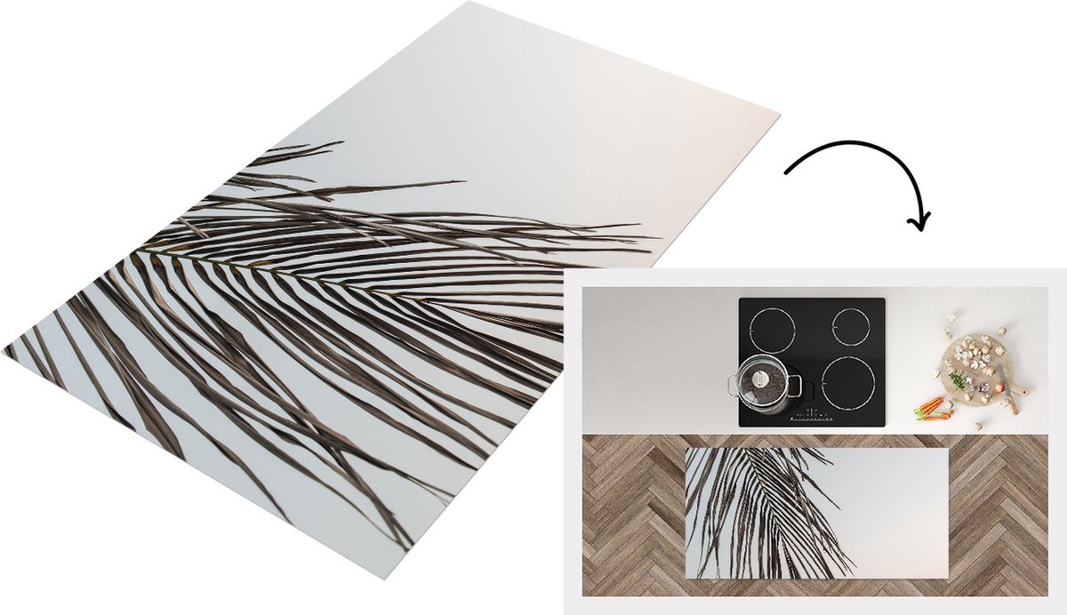 KitchenYeah Keukenloper - Loper keuken - Palmboom - Blad - Groen - 120x60 cm - Keukenloper vinyl Multicolor