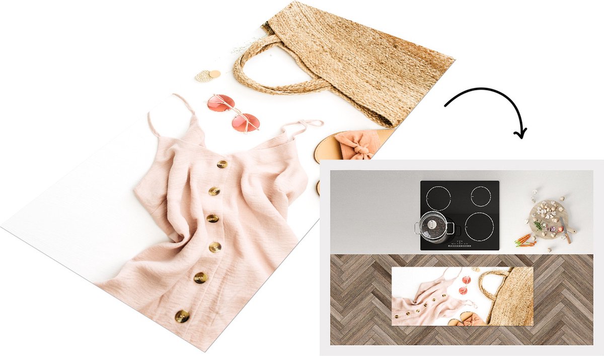 KitchenYeah Keukenloper - Loper keuken - Tas - Zonnebril - Slippers - Keukenloper vinyl Multicolor