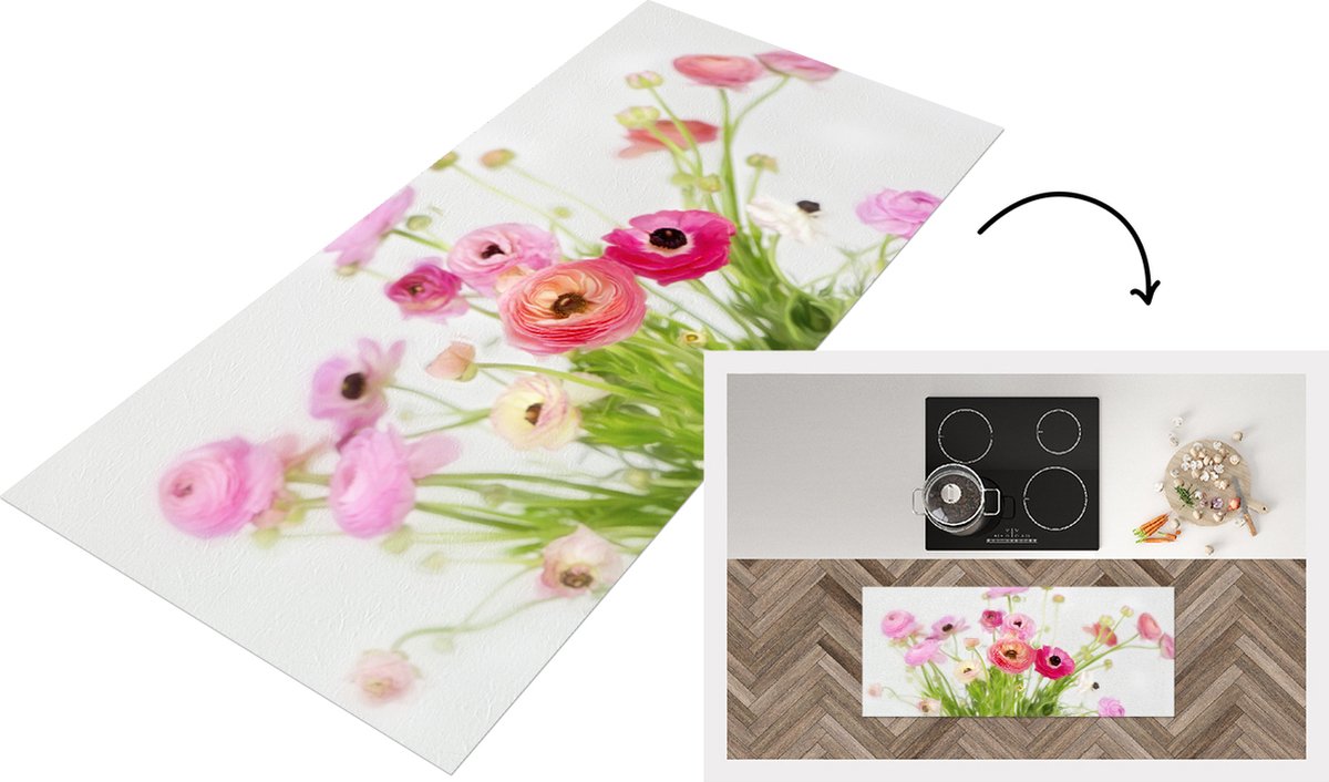 KitchenYeah Keukenloper - Loper keuken - Stilleven - Bloemen - Lente - 120x50 cm - Keukenloper vinyl Multicolor