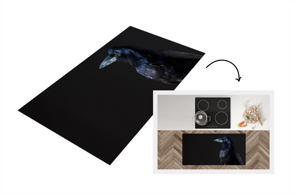 KitchenYeah Keukenloper - Loper keuken - Vogel - Dieren - Zwart - 120x60 cm - Keukenloper vinyl Multicolor
