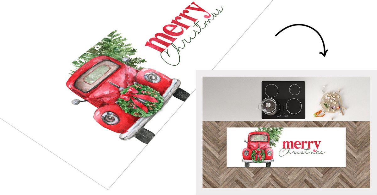 KitchenYeah Keukenloper - Loper keuken - Kerst - Kerstkrans - Spreuken - Quotes - Merry Christmas - 180x60 cm - Keukenloper vinyl Multicolor