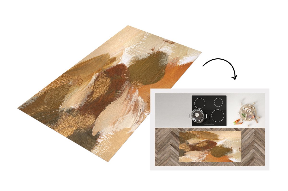 KitchenYeah Keukenloper - Loper keuken - Verf - Herfst - Bruin - 120x60 cm - Keukenloper vinyl Multicolor