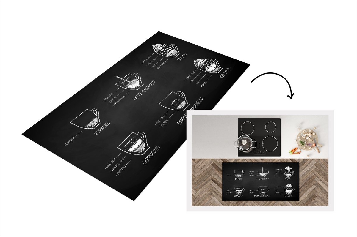 KitchenYeah Keukenloper - Loper keuken - Koffie - Keuken - Melk - 120x60 cm - Keukenloper vinyl - Cadeau voor vrouw Multicolor
