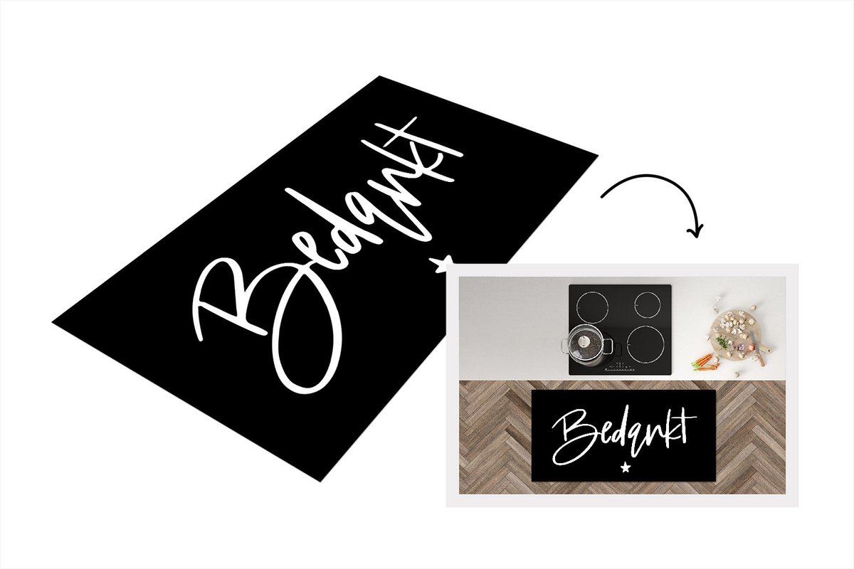 KitchenYeah Keukenloper - Loper keuken - Quotes - Bedankt - Collega - Spreuken - 120x60 cm - Keukenloper vinyl Multicolor