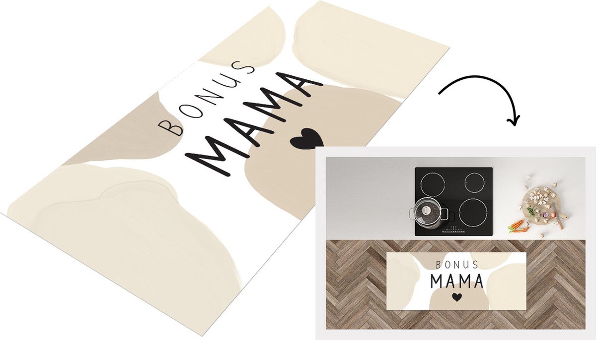 KitchenYeah Keukenloper - Loper keuken - Spreuken - Quotes Bonus mama - Moeder cadeautje - Moederdag - Mama - 120x50 cm - Keukenloper vinyl Multicolor