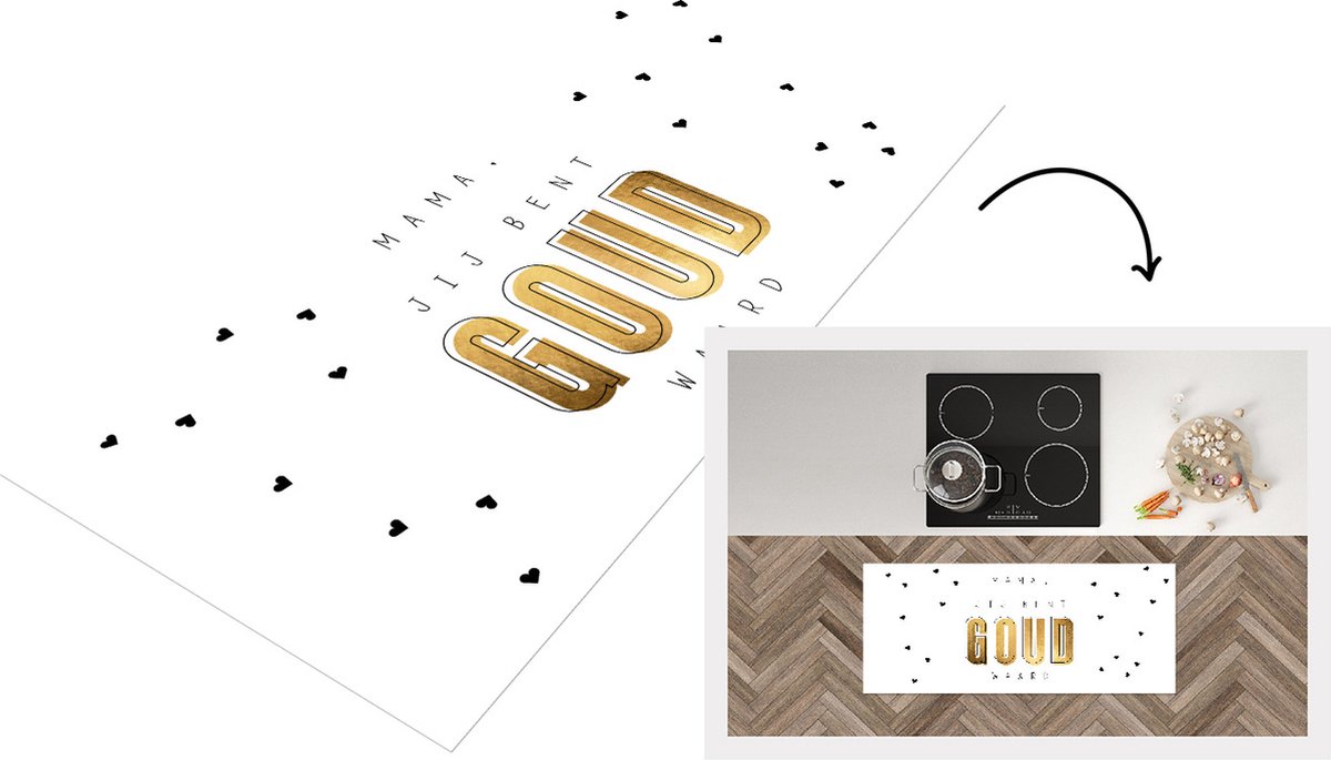 KitchenYeah Keukenloper - Loper keuken - Spreuken - Quotes Mama Jij Bent Goud Waard - Moeder - Moederdag cadeautje - Liefste mama - 120x50 cm - Keukenloper vinyl Multicolor