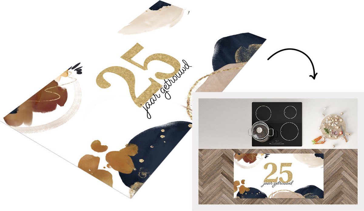 KitchenYeah Keukenloper - Loper keuken - Trouwen - Quotes - 25 jaar getrouwd - Spreuken - 120x60 cm - Keukenloper vinyl Multicolor