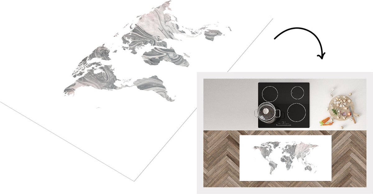 KitchenYeah Keukenloper - Loper keuken - Wereldkaart - Abstract - Design - Keukenloper vinyl multicolor, foto 2