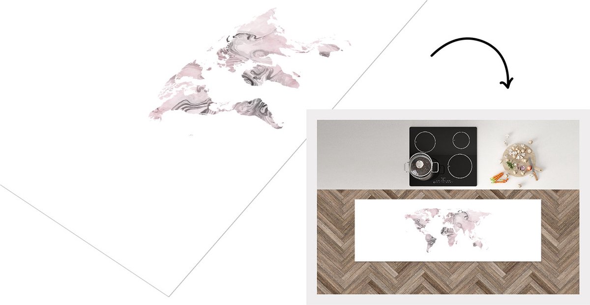 KitchenYeah Keukenloper - Loper keuken - Wereldkaart - Agaat - Abstract - Keukenloper vinyl Multicolor