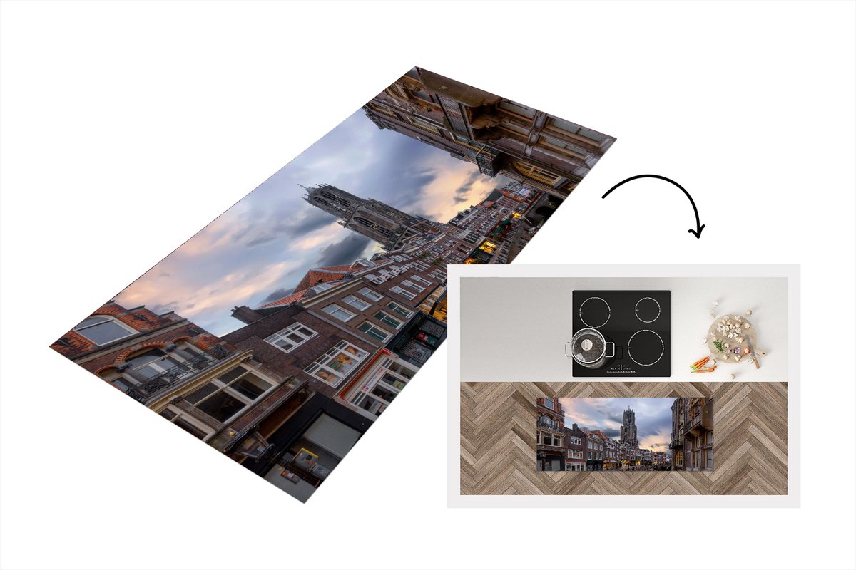 KitchenYeah Keukenloper - Loper keuken - Water - Utrecht - Lucht - 120x50 cm - Keukenloper vinyl Multicolor