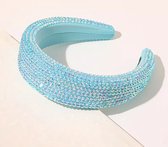 Diadeem Strass Blauw - Haarband breed glitter diamant steentjes