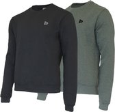 2 Pack Donnay - Fleece sweater ronde hals - Dean - Heren - Maat L - Black & Deep Army Green (251)