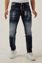 212 by XWAY JEANS K/827 - RIPPET MET PAINT SPLATTER - HEREN SLIM FIT JEANS - SPIJKERBROEK - SLIM FIT - PREMIUM STREET FASHION - BLAUW