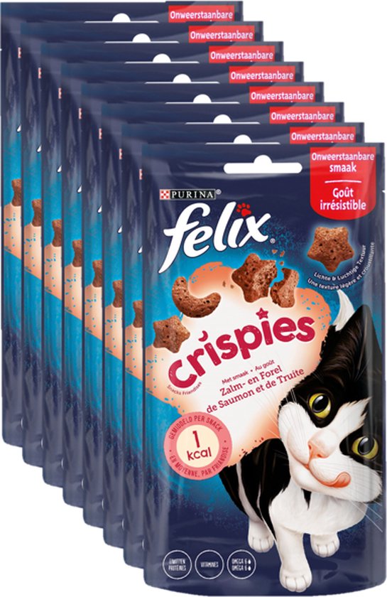 Foto: Felix crispies kattensnacks zalm forel 8 x 45 g