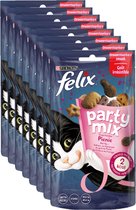 Felix Party Mix Pic Nic - Kattensnacks - Kip Kalkoen & Kaas - 8 x 60 g