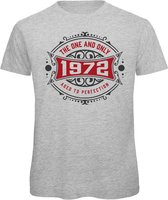1972 The One And Only | Feest Kado T-Shirt Heren - Dames | Antraciet - Donker Rood | Perfect Verjaardag Cadeau Shirt | Grappige Spreuken - Zinnen - Teksten | Maat L