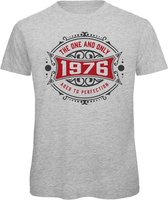 1976 The One And Only | Feest Kado T-Shirt Heren - Dames | Antraciet - Donker Rood | Perfect Verjaardag Cadeau Shirt | Grappige Spreuken - Zinnen - Teksten | Maat XXL