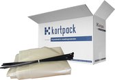 Kortpack 10 plastic (puin) zakken 70cm x 110cm x 100my + 10 hersluitbare kabelbinders + Kortpack pen (015.0688)