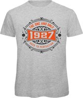 1927 The One And Only | Feest Kado T-Shirt Heren - Dames | Antraciet - Oranje | Perfect Verjaardag Cadeau Shirt | Grappige Spreuken - Zinnen - Teksten | Maat 3XL