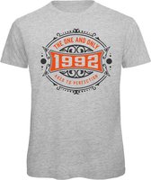 1992 The One And Only | Feest Kado T-Shirt Heren - Dames | Antraciet - Oranje | Perfect Verjaardag Cadeau Shirt | Grappige Spreuken - Zinnen - Teksten | Maat L