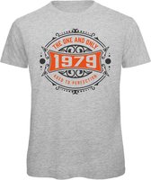 1979 The One And Only | Feest Kado T-Shirt Heren - Dames | Antraciet - Oranje | Perfect Verjaardag Cadeau Shirt | Grappige Spreuken - Zinnen - Teksten | Maat 3XL