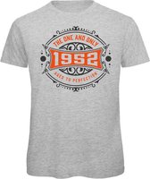 1952 The One And Only | Feest Kado T-Shirt Heren - Dames | Antraciet - Oranje | Perfect Verjaardag Cadeau Shirt | Grappige Spreuken - Zinnen - Teksten | Maat L