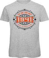1941 The One And Only | Feest Kado T-Shirt Heren - Dames | Antraciet - Oranje | Perfect Verjaardag Cadeau Shirt | Grappige Spreuken - Zinnen - Teksten | Maat XL