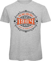 1964 The One And Only | Feest Kado T-Shirt Heren - Dames | Antraciet - Oranje | Perfect Verjaardag Cadeau Shirt | Grappige Spreuken - Zinnen - Teksten | Maat L