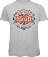 1950 The One And Only | Feest Kado T-Shirt Heren - Dames | Antraciet - Oranje | Perfect Verjaardag Cadeau Shirt | Grappige Spreuken - Zinnen - Teksten | Maat S