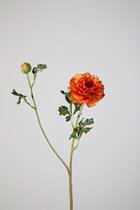 Kunstbloem Ranonkel - topkwaliteit decoratie - Oranje - zijden tak - 71 cm hoog
