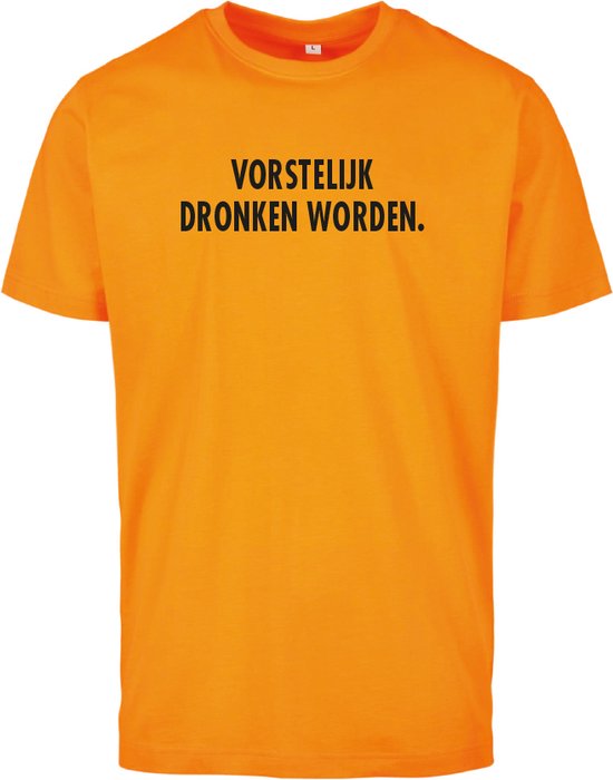 Koningsdag t-shirt oranje L - Vorstelijk dronken worden - zwart - soBAD. | Kleding | T-shirt unisex | T-shirt mannen | T-shirt dames | Koningsdag | Oranje