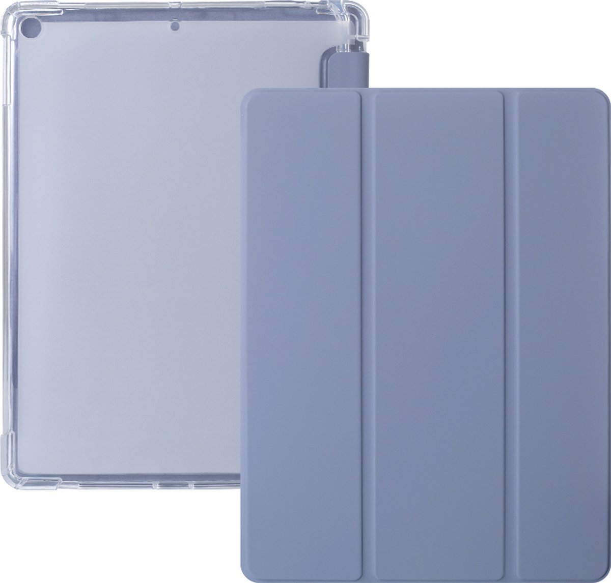 iPad 2021 Hoes - iPad 10.2 2019/2020/2021 Case - iPad 10.2 Hoesje Paars - Clear Back Folio Cover met Apple Pencil Opbergvak - Hoesje voor iPad 10.2 7e, 8e en 9e generatie