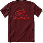 Amsterdam Fiets Stad T-Shirt | Souvenirs Holland Kleding | Dames / Heren / Unisex Koningsdag shirt | Grappig Nederland Fiets Land Cadeau | - Burgundy - XL