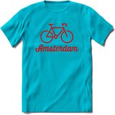Amsterdam Fiets Stad T-Shirt | Souvenirs Holland Kleding | Dames / Heren / Unisex Koningsdag shirt | Grappig Nederland Fiets Land Cadeau | - Blauw - M