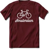 Amsterdam Fiets Stad T-Shirt | Souvenirs Holland Kleding | Dames / Heren / Unisex Koningsdag shirt | Grappig Nederland Fiets Land Cadeau | - Burgundy - S