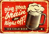 Spreukbord - Beer Bier - Alcohol - Hout - Vintage - Retro - Bord - Tekstbord - Wandbord - Wanddecoratie - Muurdecoratie - Cafe - Bar - Man - Cave