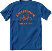 Amsterdam Bike City T-Shirt | Souvenirs Holland Kleding | Dames / Heren / Unisex Koningsdag shirt | Grappig Nederland Fiets Land Cadeau | - Donker Blauw - 3XL