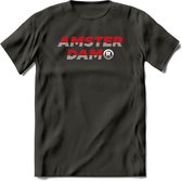 Amsterdam T-Shirt | Souvenirs Holland Kleding | Dames / Heren / Unisex Koningsdag shirt | Grappig Nederland Fiets Land Cadeau | - Donker Grijs - M