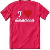 I Love Amsterdam T-Shirt | Souvenirs Holland Kleding | Dames / Heren / Unisex Koningsdag shirt | Grappig Nederland Fiets Land Cadeau | - Roze - S