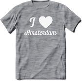 I Love Amsterdam T-Shirt | Souvenirs Holland Kleding | Dames / Heren / Unisex Koningsdag shirt | Grappig Nederland Fiets Land Cadeau | - Donker Grijs - Gemaleerd - 3XL