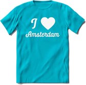 I Love Amsterdam T-Shirt | Souvenirs Holland Kleding | Dames / Heren / Unisex Koningsdag shirt | Grappig Nederland Fiets Land Cadeau | - Blauw - L