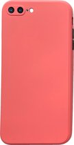 IPhone7+/8+ Hoesje Back Cover met camera bescherming Donker roze 1x Gratis Glass Screenprotector