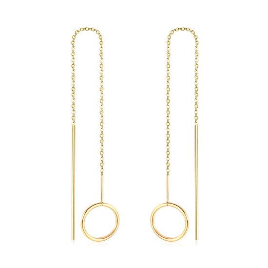 Aramat Jewels - Cirkel Serie - Doortrekoorbellen - Open Cirkel - Goudkleurig - Staal - Trendy - sieraden - rond - elegant - Dames - Cadeau tip - Feestdagen