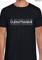 CLEAUTSAQUE heren t-shirt - Zwart - Maat L - Korte mouwen - Ronde hals - Regular Fit - Quotes - Kwoots - Klootzak