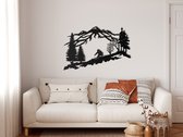 Wanddecoratie |Skiër /  Skier | Metal - Wall Art | Muurdecoratie | Woonkamer |Zwart| 60x38cm