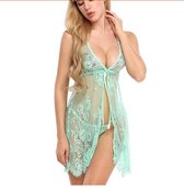 Super Sexy nachtjurk- babydoll jurk- babydoll lingerie- babydoll nachtjapon van kant versierd met bloemetjes patroon
