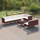 9-delige Loungeset met kussens poly rattan bruin